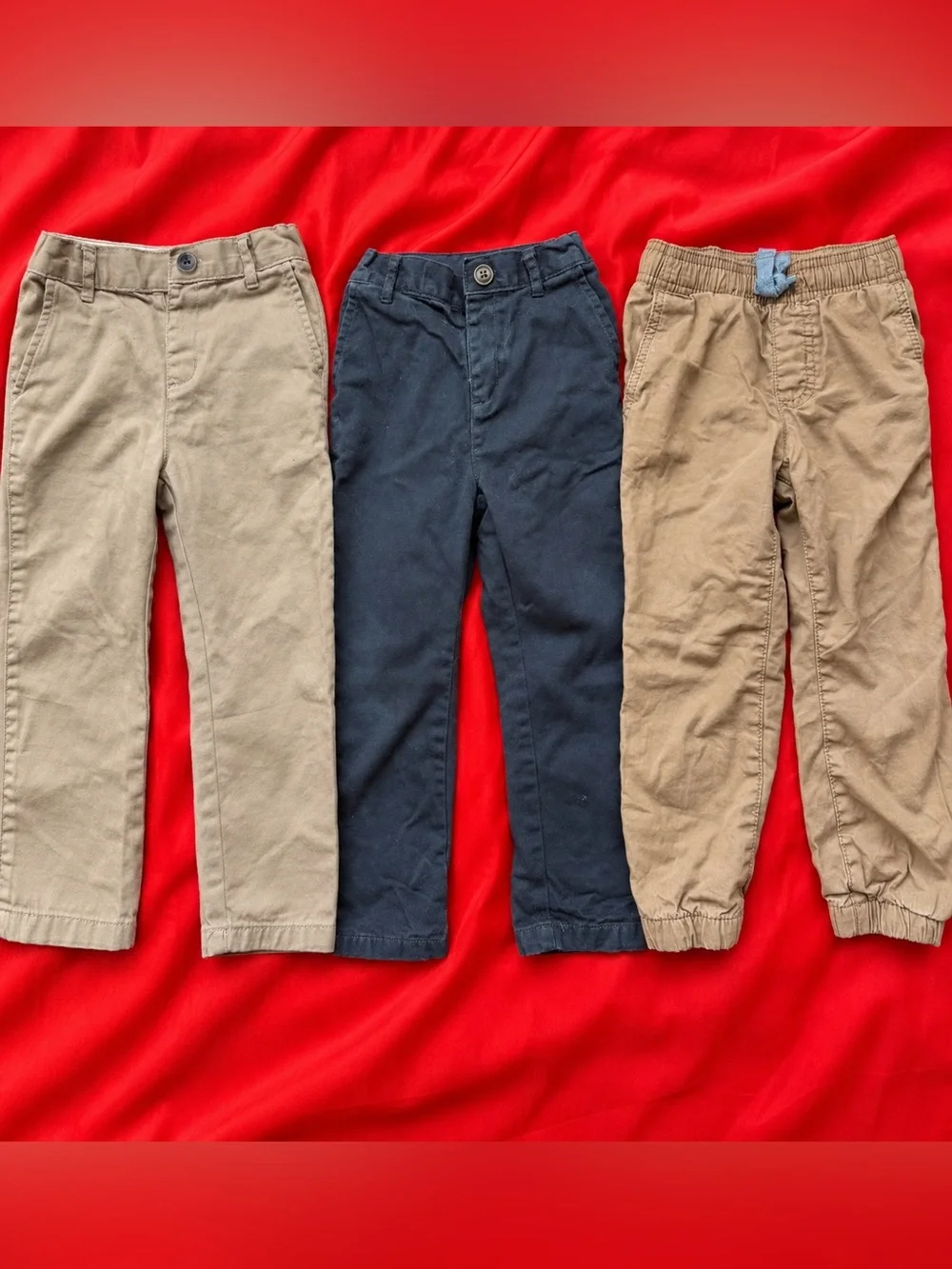 The Children's Place Boys Pants Trio - Navy and Tan Mix